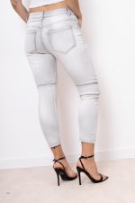 Spodnie jeans serduszka perełki – Jasny szary, S