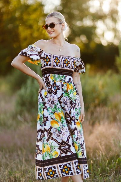 Sukienka cytrynki – Czarno-biały, UNI