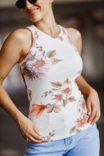 Top prążek kwiaty – Czerwony, UNI