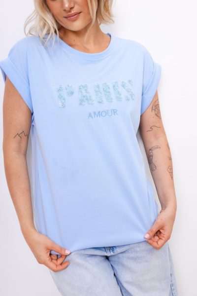 T-shirt Paris Amour – Błękit, UNI