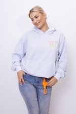 Bluza kaptur emotka Happy Life – Szary, UNI