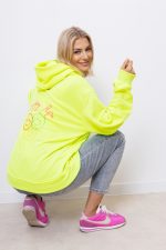 Bluza kaptur emotka Happy Life – neon żółty, UNI