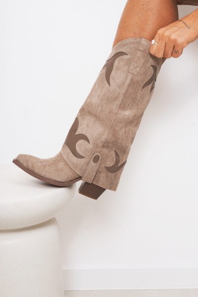 Buty kowbojki zamsz – Beż, 38