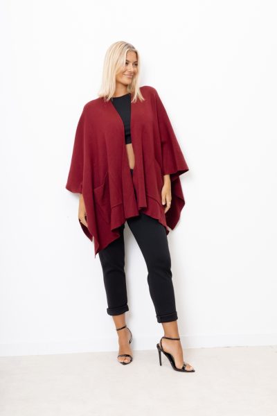 Kardigan asymetryczny – Bordo, UNI