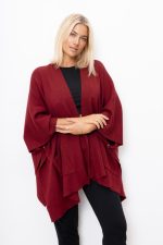 Kardigan asymetryczny – Bordo, UNI