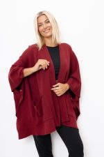 Kardigan asymetryczny – Bordo, UNI