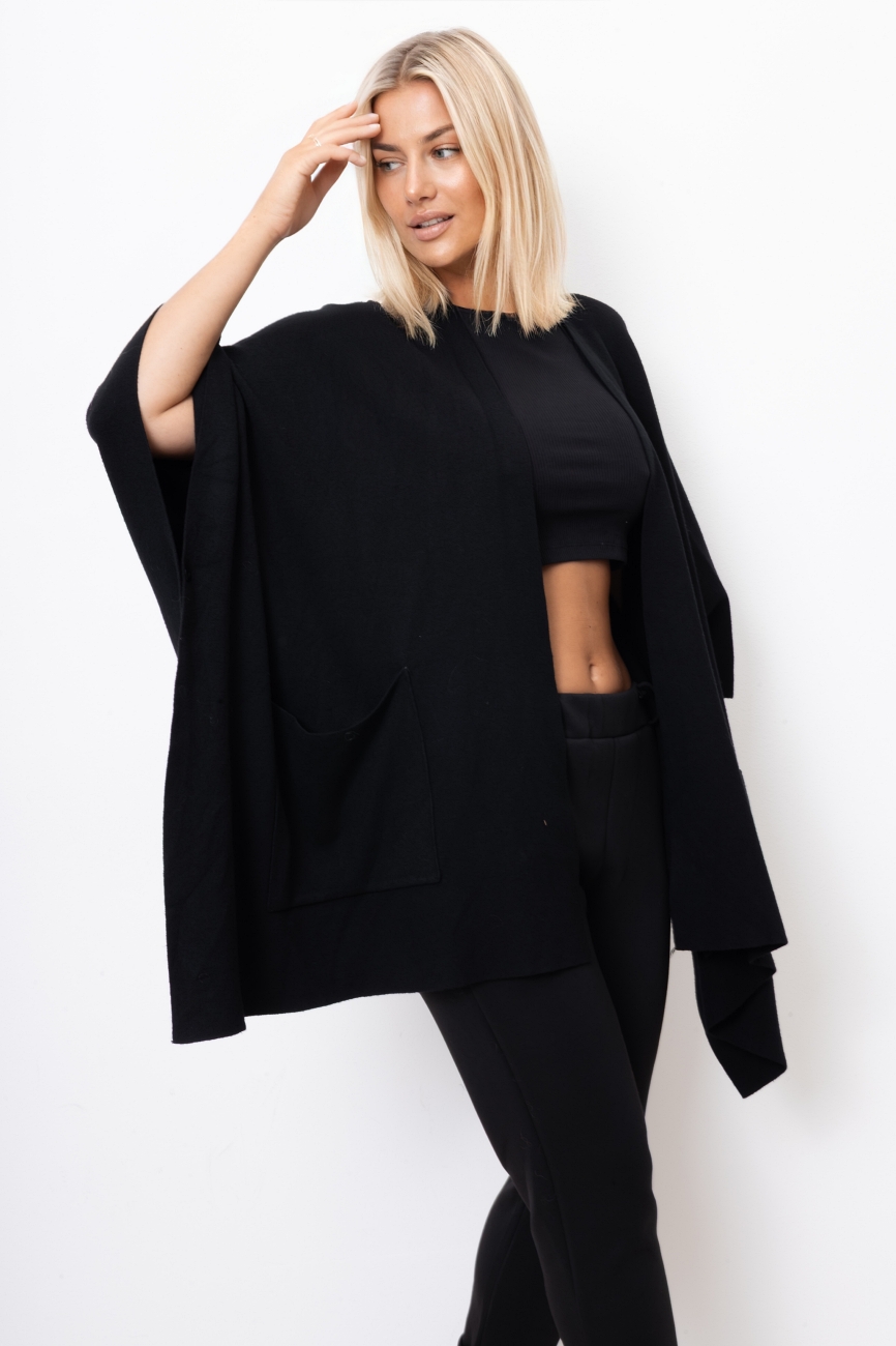 Kardigan asymetryczny – Czarny, UNI