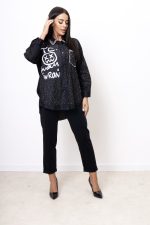 Koszula jeans kamienie – Czarny, UNI