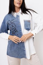 Koszula jeans kamienie – Niebieski, UNI