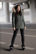 Kurtka parka kaptur futerko – Zielony, S