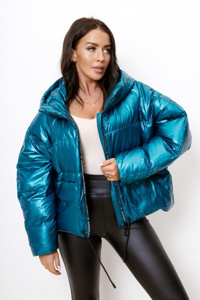 Kurtka pikowana Metalic – Morski, L