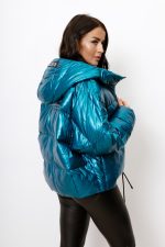 Kurtka pikowana Metalic – Morski, XL