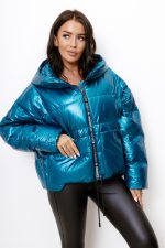 Kurtka pikowana Metalic – Morski, XL