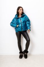 Kurtka pikowana Metalic – Morski, XL