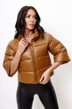 Kurtka pikowana krrótki rękaw – Camelowy, M