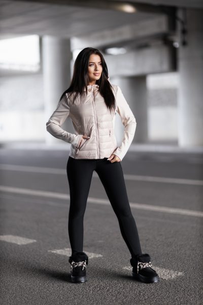 Kurtka pikowana rękaw dzianina – Beż, M