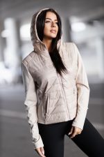 Kurtka pikowana rękaw dzianina – Beż, XL