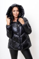 Kurtka pikowana ściągany tył – Czarny, L