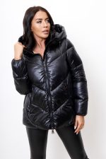 Kurtka pikowana ściągany tył – Czarny, M