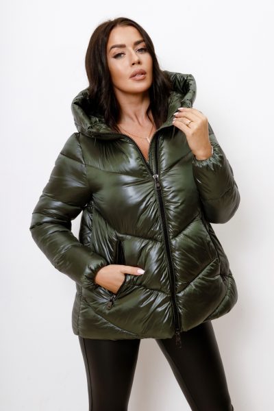 Kurtka pikowana ściągany tył – Oliwka, S