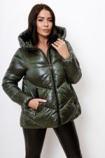 Kurtka pikowana ściągany tył – Oliwka, XL