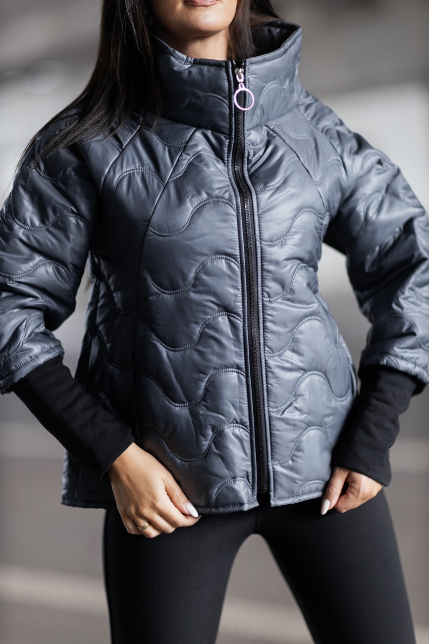 Kurtka pikowane fale – Grafit, UNI