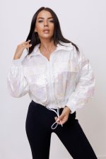 Kurtka wiatrówka panterka holo – Biały, M