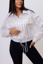 Kurtka wiatrówka panterka holo – Biały, M