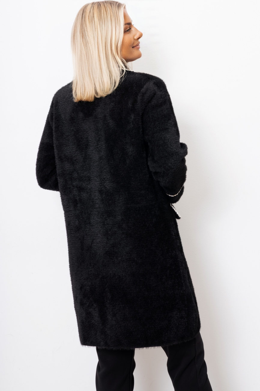 Płaszcz włosek ala alpaka lamówka – Czarny, UNI