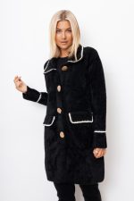 Płaszcz włosek ala alpaka lamówka – Czarny, UNI