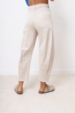 Spodnie jeans przeszycie – Beż, M