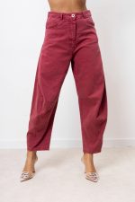 Spodnie jeans przeszycie – Bordo, M