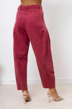 Spodnie jeans przeszycie – Bordo, M