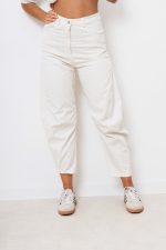 Spodnie jeans przeszycie – Ecru, M