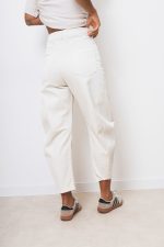 Spodnie jeans przeszycie – Ecru, M