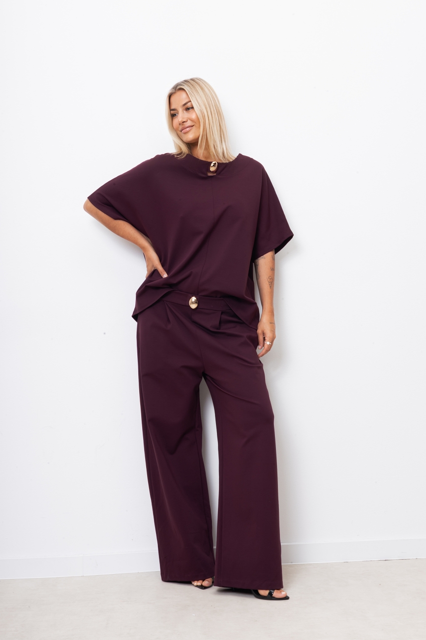 Spodnie złoty guzik – Bordo, UNI