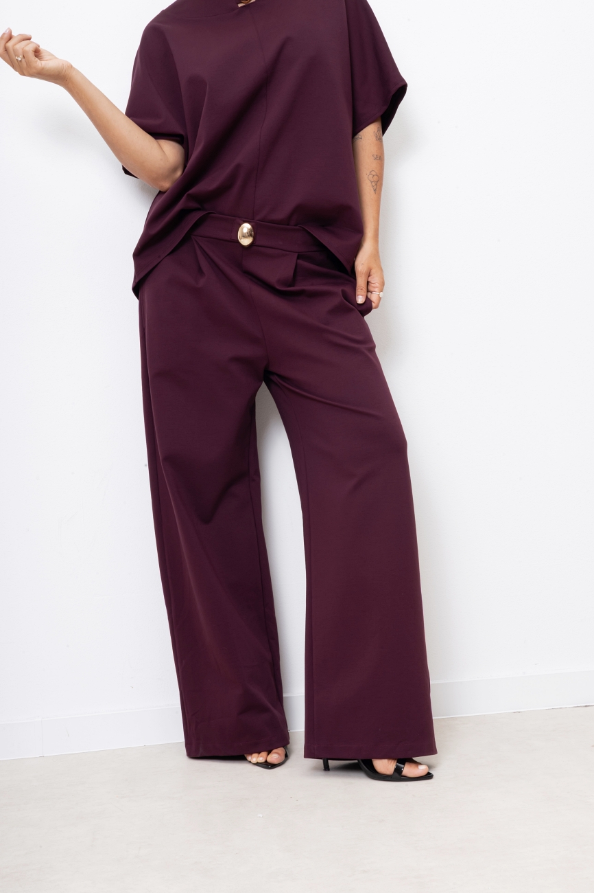 Spodnie złoty guzik – Bordo, UNI