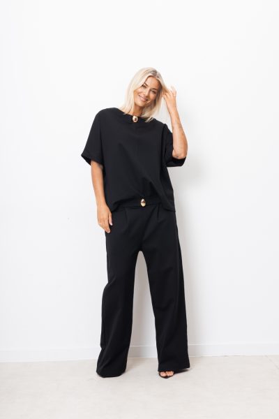 Spodnie złoty guzik – Czarny, UNI