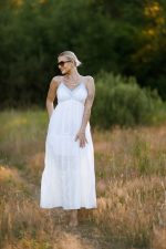 Sukienka dekolt jeans – Biały, L/XL