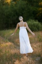 Sukienka dekolt jeans – Biały, L/XL