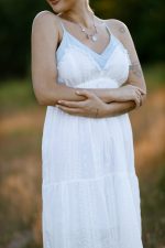 Sukienka dekolt jeans – Biały, S/M