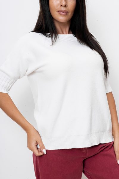 Sweter rękaw mały ściągacz – Biały, UNI