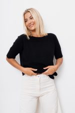 Sweter rękaw mały ściągacz – Czarny, UNI