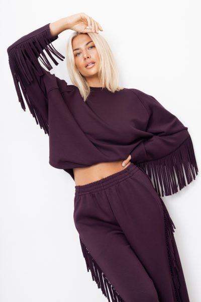 Bluza frędzle – Śliwka, UNI