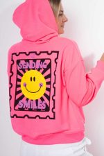 Bluza kaptur Sending Smiles – Róż neon, UNI