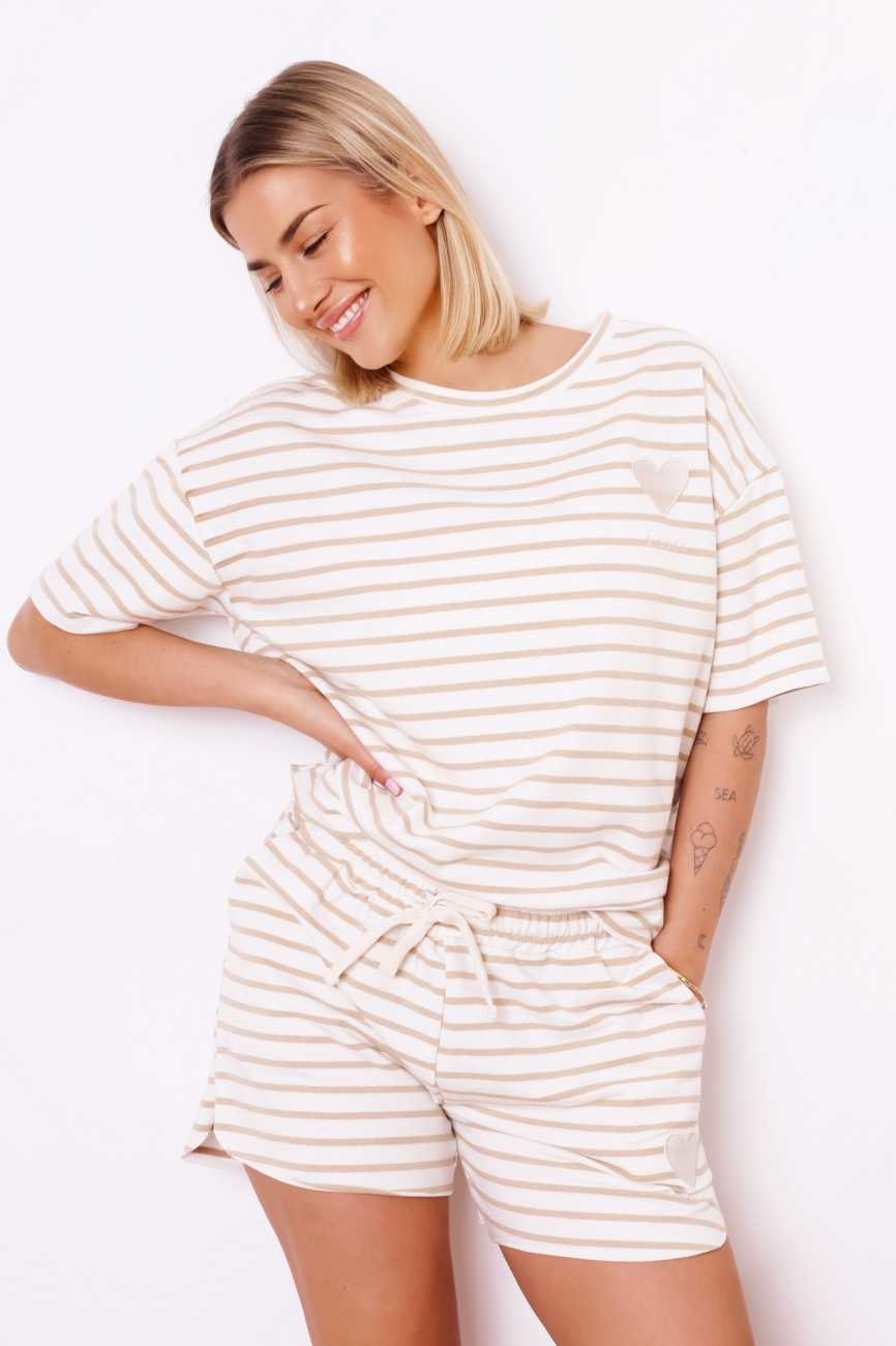 Bluzka paseczki Amore – Beż, UNI