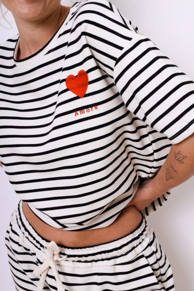 Bluzka paseczki Amore – Czarny, UNI