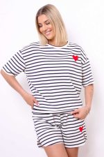 Bluzka paseczki Amore – Granat, UNI