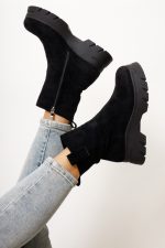 Botki zamsz gruba podeszwa – Czarny, 36