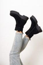 Botki zamsz gruba podeszwa – Czarny, 39